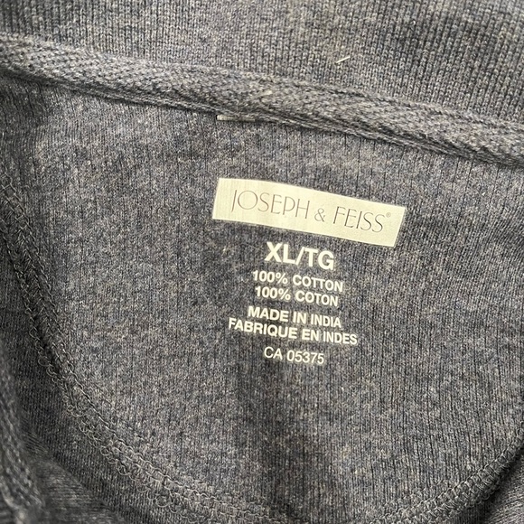 Joseph & Feiss Men's Classic Gray Blue Cotton L/S Polo Shirt - Picture 6 of 10